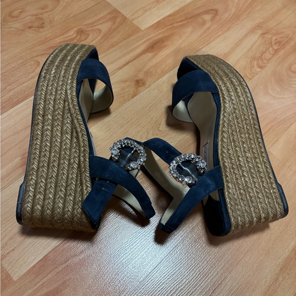 Jimmy Choo Black Wedge Sandals - Picture 7 of 11